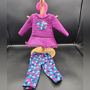 Dollie & Me Purple Heart Tunic Dress and Leggings Set for 18" Dolls